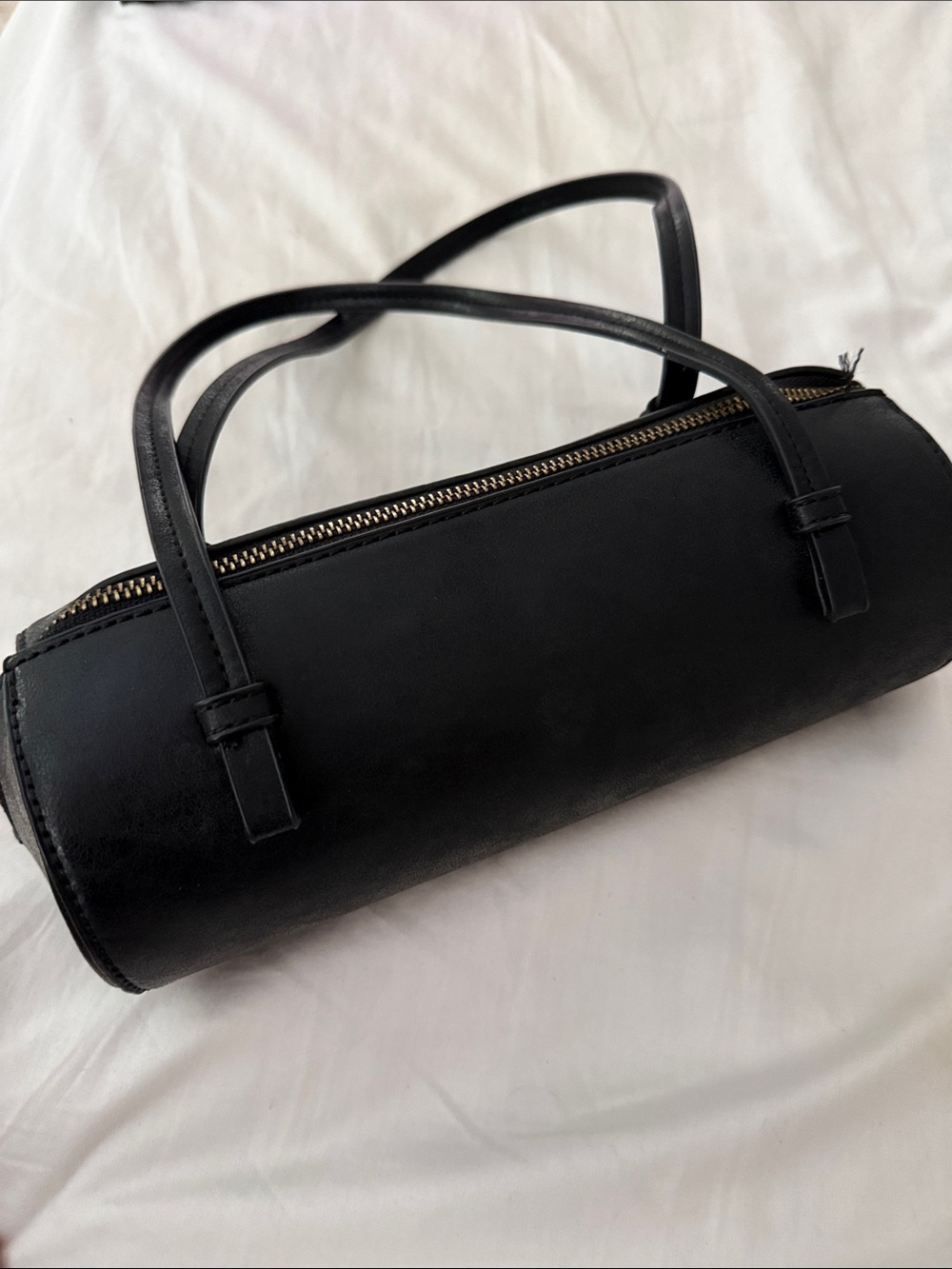 Anthropologie Black Barrel Tote Sachel Purse Handbag
